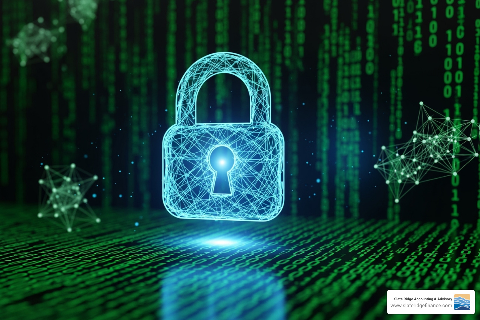 of a secure data center or a digital lock icon over a computer screen - Virtual accounting firm of a secure data center or a digital lock icon over a computer screen - Virtual accounting firm