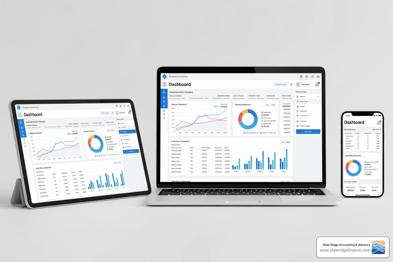 cloud accounting dashboard accessible on a laptop, tablet, and smartphone - bookkeeper near me cloud accounting dashboard accessible on a laptop, tablet, and smartphone - bookkeeper near me