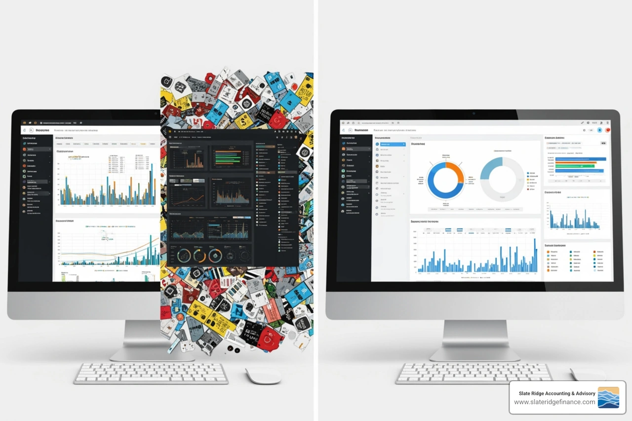 Cluttered vs. Clean KPI Dashboard Design - KPI dashboard setup Cluttered vs. Clean KPI Dashboard Design - KPI dashboard setup