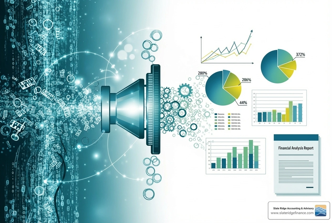 illustration of bookkeeping data flowing into accounting analysis - bookkeeping for entrepreneurs illustration of bookkeeping data flowing into accounting analysis - bookkeeping for entrepreneurs